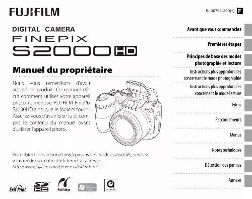 Mode d'emploi FUJIFILM FINEPIX S2000HD