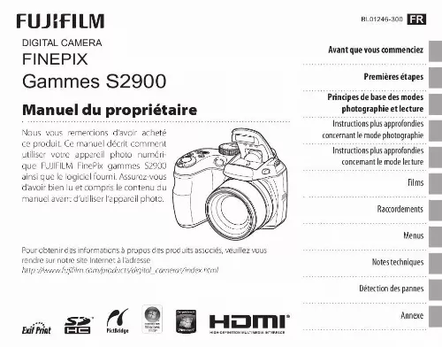 Mode d'emploi FUJIFILM FINEPIX S3900