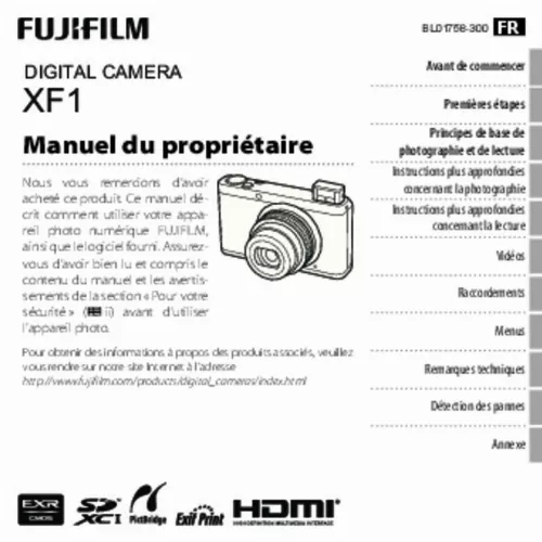 Mode d'emploi FUJIFILM XF1