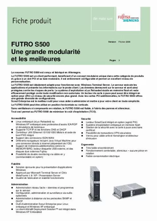 Mode d'emploi FUJITSU SIEMENS FUTRO S500