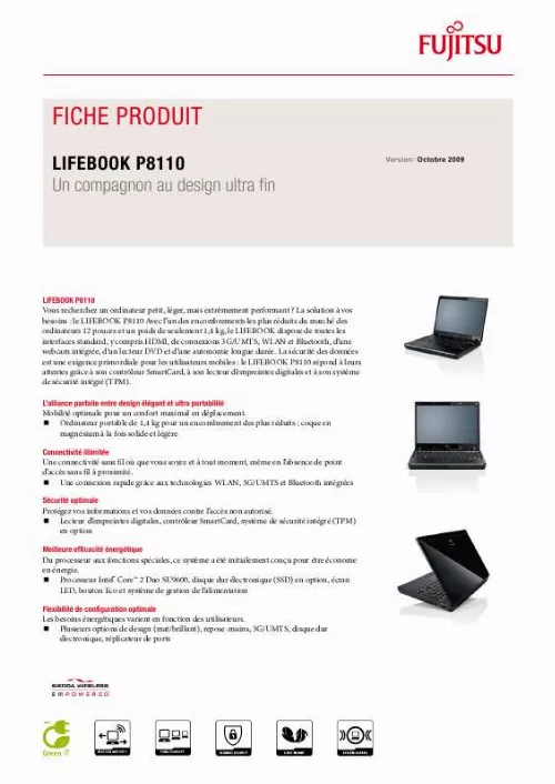 Mode d'emploi FUJITSU SIEMENS LIFEBOOK P8110