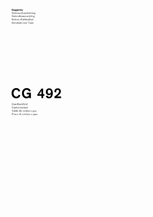 Mode d'emploi GAGGENAU CG492111F