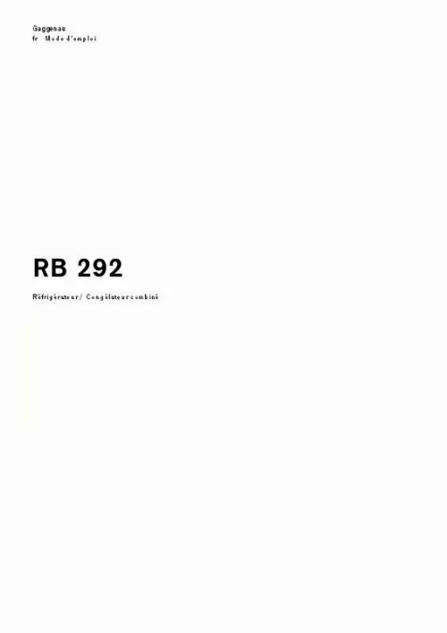 Mode d'emploi GAGGENAU RB 292 311