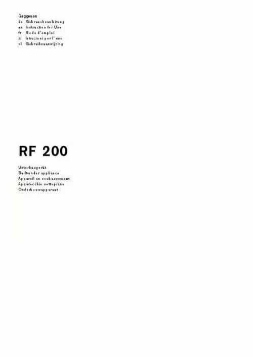 Mode d'emploi GAGGENAU RC 200 202