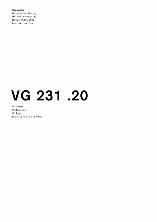 Mode d'emploi GAGGENAU VG231120F