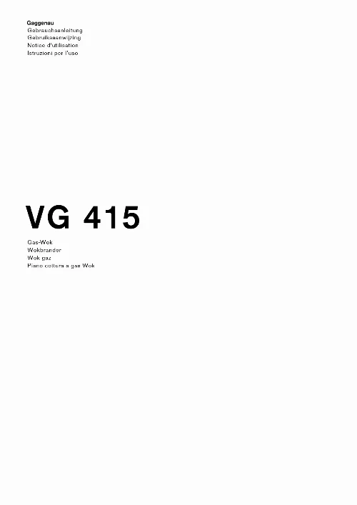 Mode d'emploi GAGGENAU VG415111F