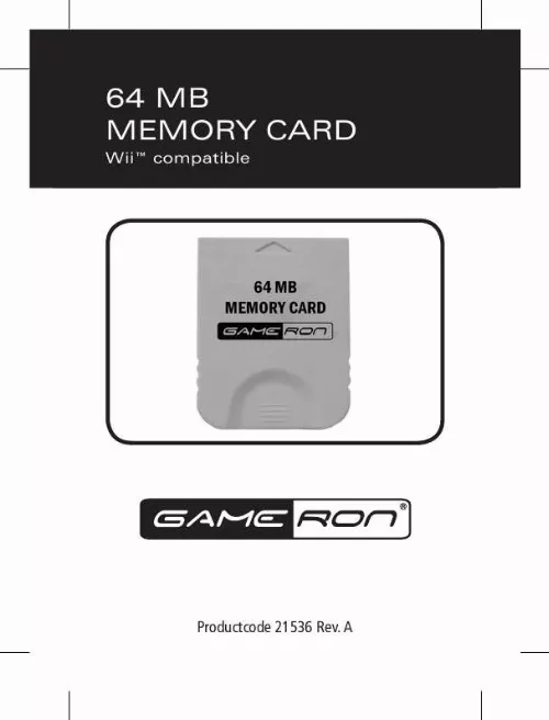 Mode d'emploi GAMERON 64MB MEMORY CARD