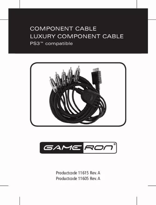 Mode d'emploi GAMERON COMPONENT CABLE LUXURY COMPONENT CABLE