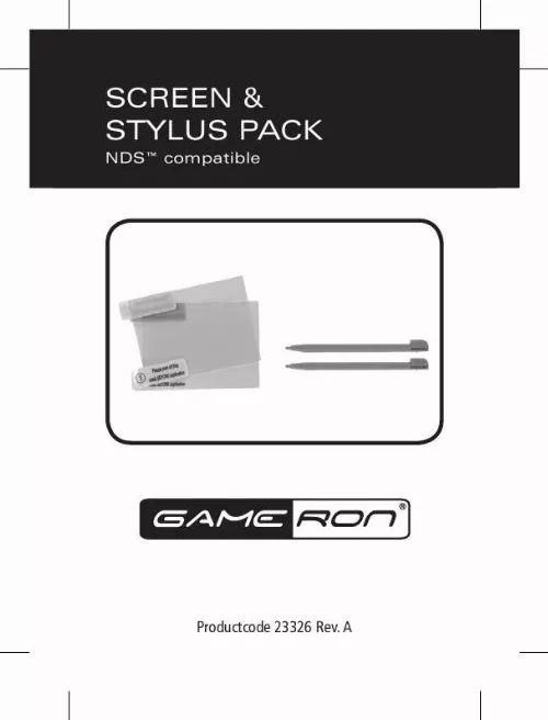 Mode d'emploi GAMERON SCREEN & STYLUS PACK