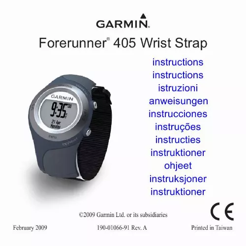 Mode d'emploi GARMIN FORERUNNER 405 WRIST STRAP