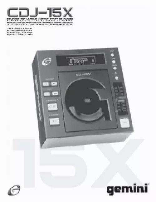 Mode d'emploi GEMINI CDJ-15X