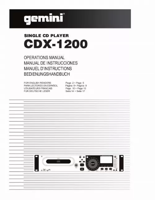 Mode d'emploi GEMINI CDX-1200