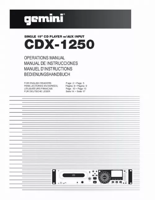 Mode d'emploi GEMINI CDX-1250