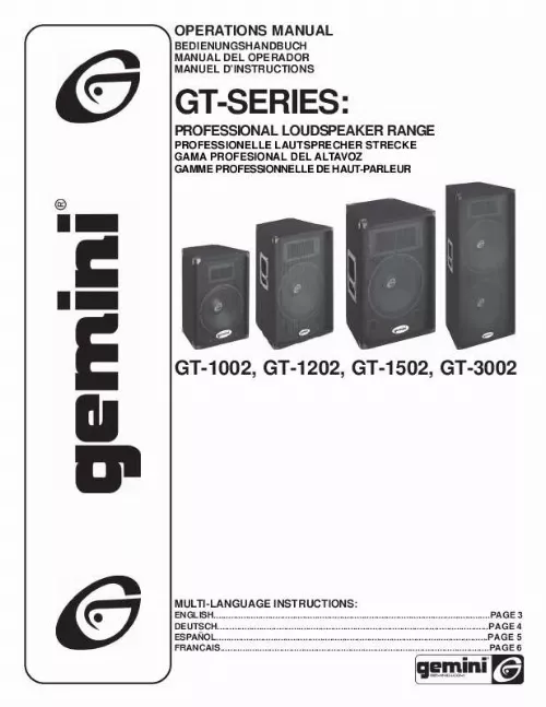 Mode d'emploi GEMINI GT-1202