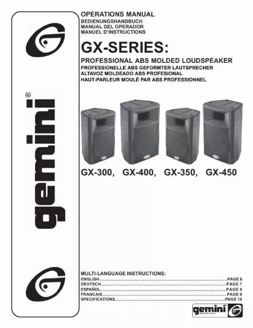 Mode d'emploi GEMINI GX-400