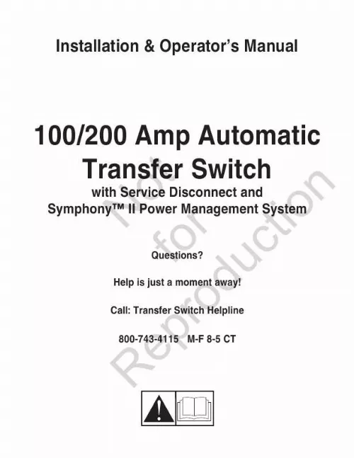 Mode d'emploi GENERAL ELECTRIC 100 AMP AUTOMATIC TRANSFER SWITCH