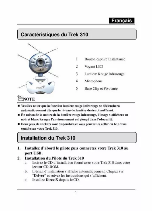 Mode d'emploi GENUIS TREK 310