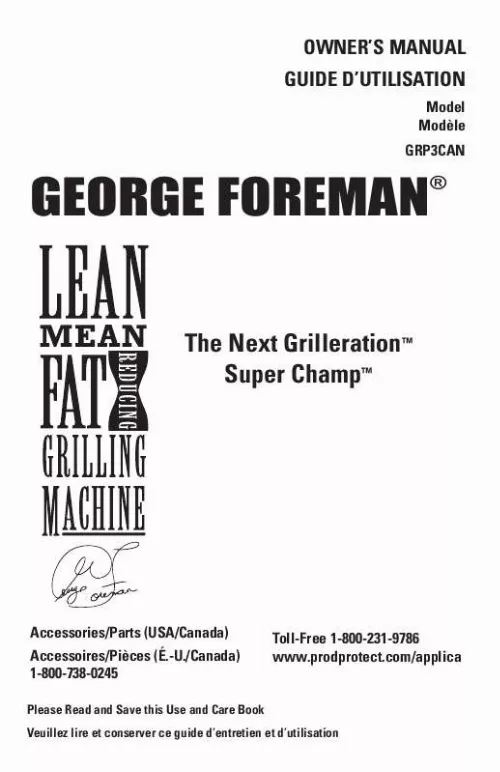 Mode d'emploi GEORGE FOREMAN GRP3CAN