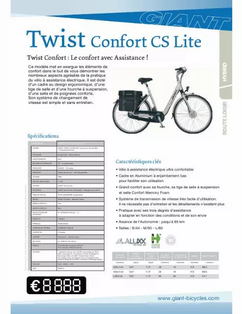 Mode d'emploi GIANT BICYCLES TWIST COMFORT CS LITE