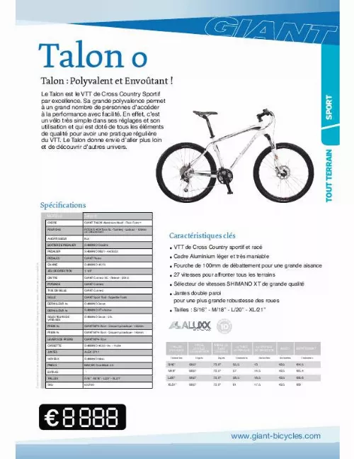 Mode d'emploi GIANT TALON 0