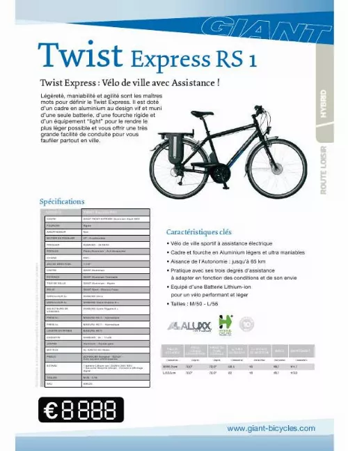 Mode d'emploi GIANT TWIST EXPRESS RS1