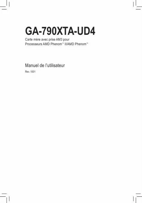 Mode d'emploi GIGABYTE GA-790XTA-UD4