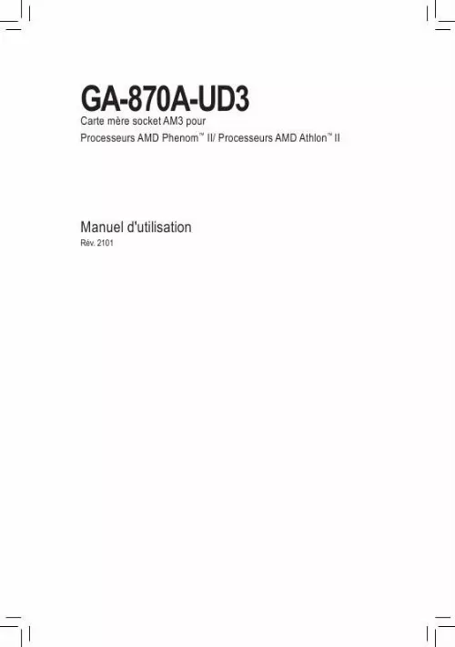 Mode d'emploi GIGABYTE GA-870A-UD3