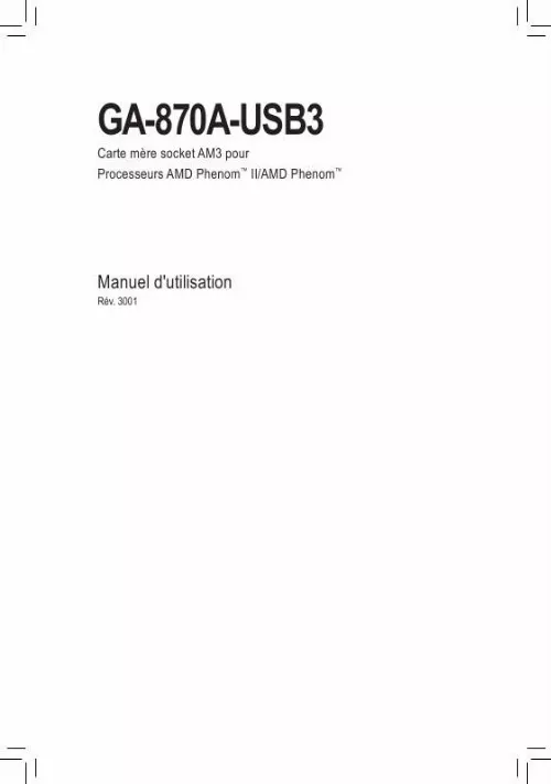 Mode d'emploi GIGABYTE GA-870A-USB3