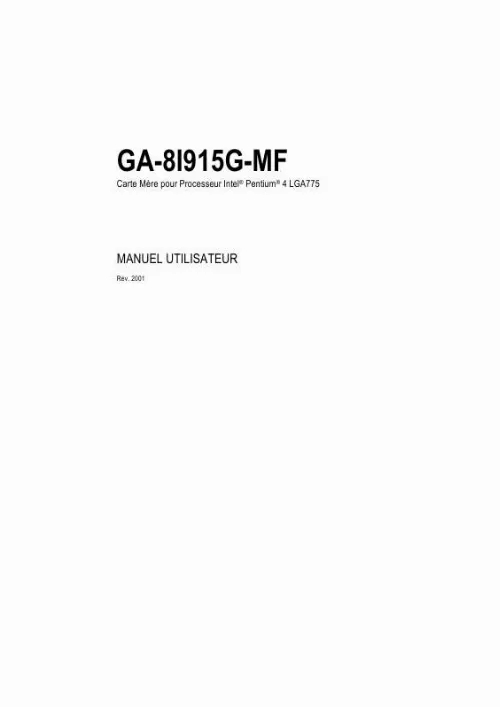 Mode d'emploi GIGABYTE GA-8I915G-MF