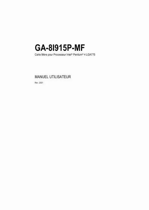 Mode d'emploi GIGABYTE GA-8I915P-MF