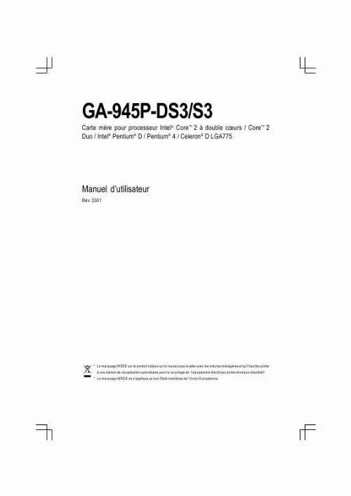 Mode d'emploi GIGABYTE GA-945P-DS3