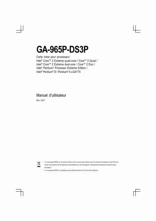 Mode d'emploi GIGABYTE GA-965P-DS3P