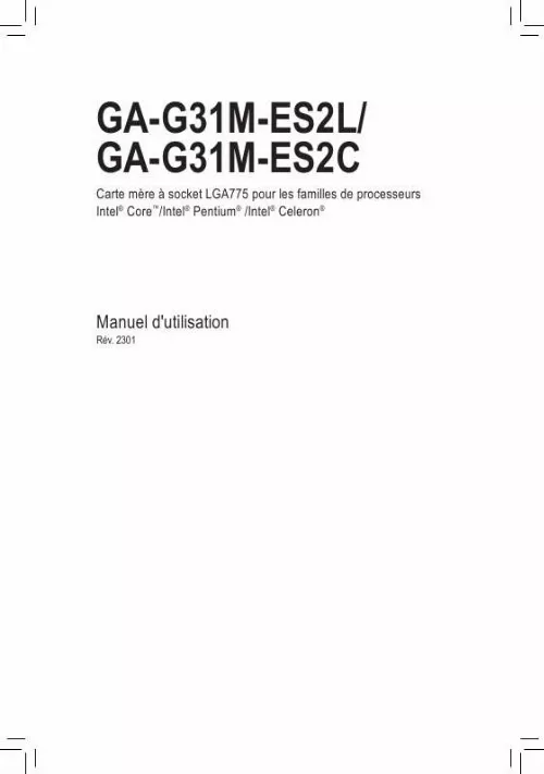 Mode d'emploi GIGABYTE GA-G31M-ES2L