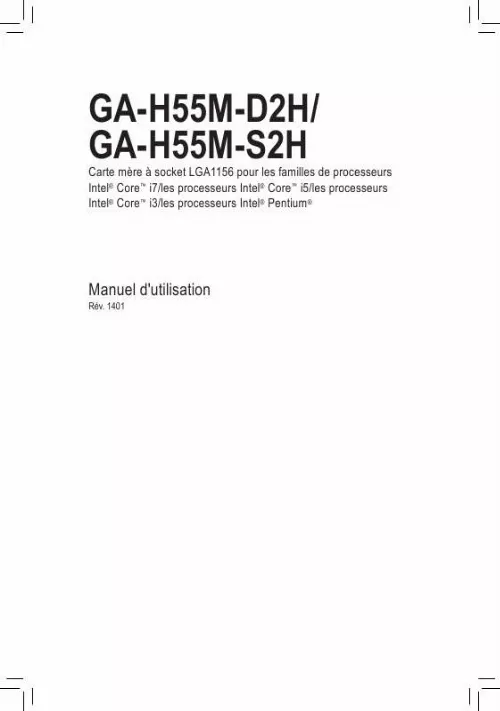 Mode d'emploi GIGABYTE GA-H55M-D2H