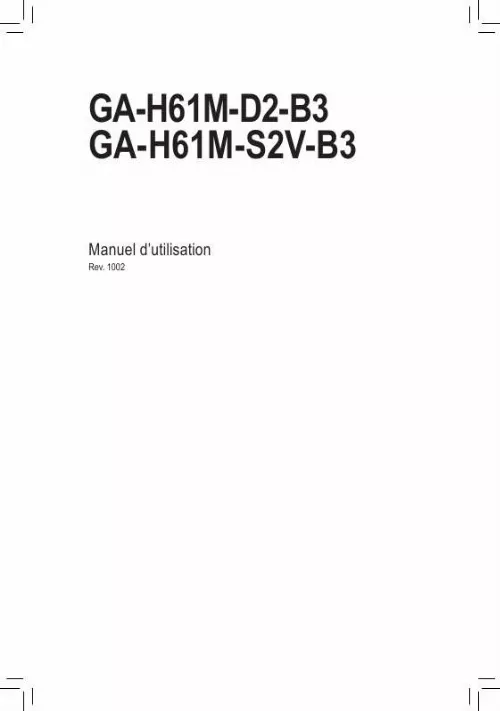 Mode d'emploi GIGABYTE GA-H61M-S2V-B3