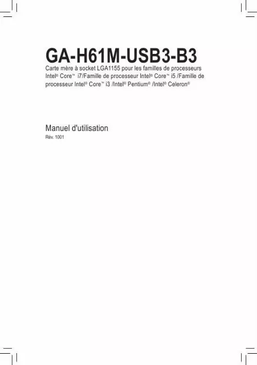 Mode d'emploi GIGABYTE GA-H61M-USB3-B3