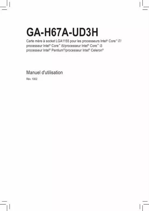 Mode d'emploi GIGABYTE GA-H67A-UD3H