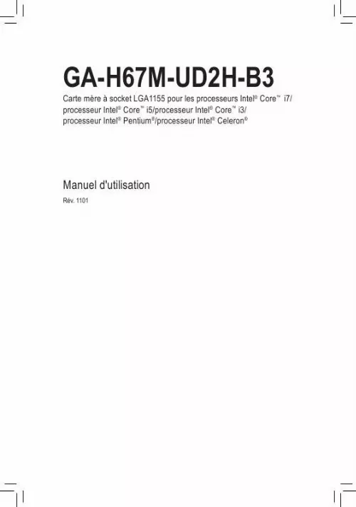 Mode d'emploi GIGABYTE GA-H67M-UD2H-B3