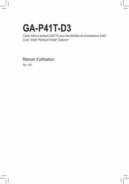 Mode d'emploi GIGABYTE GA-P41T-D3
