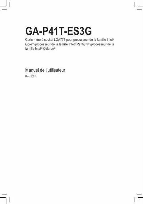 Mode d'emploi GIGABYTE GA-P41T-ES3G