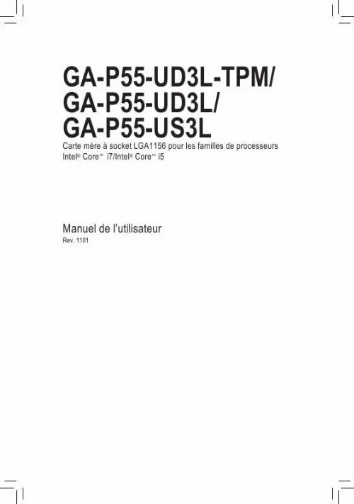 Mode d'emploi GIGABYTE GA-P55-UD3L