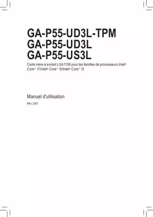Mode d'emploi GIGABYTE GA-P55-US3L