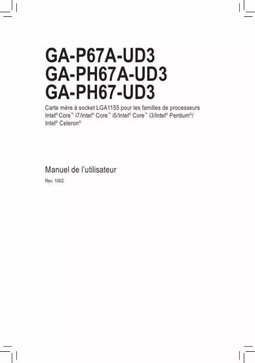 Mode d'emploi GIGABYTE GA-PH67A-UD3