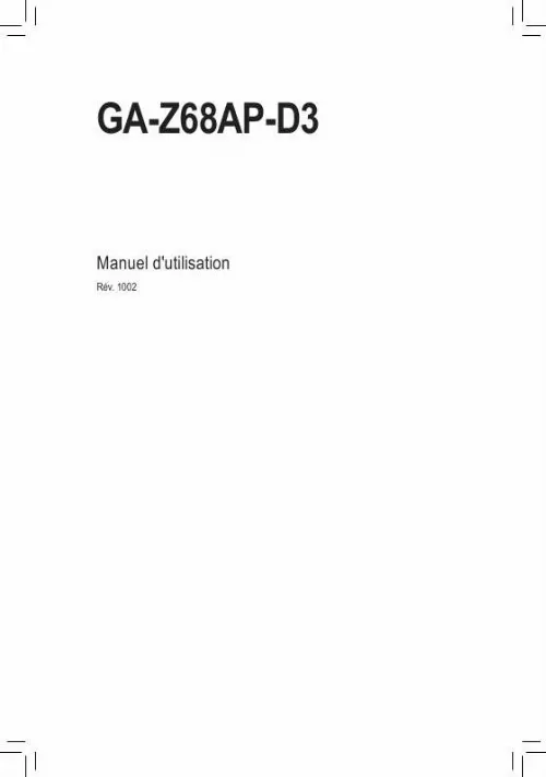 Mode d'emploi GIGABYTE GA-Z68AP-D3