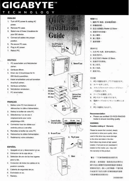 Mode d'emploi GIGABYTE GO-B5232D