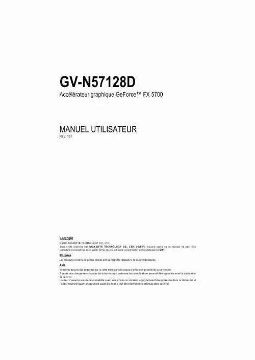 Mode d'emploi GIGABYTE GV-N57128D
