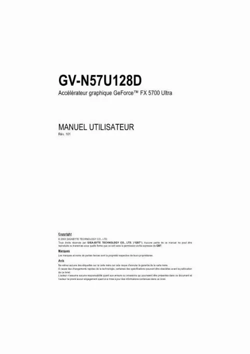 Mode d'emploi GIGABYTE GV-N57U128D