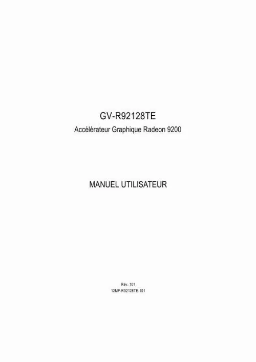 Mode d'emploi GIGABYTE GV-R92128TE