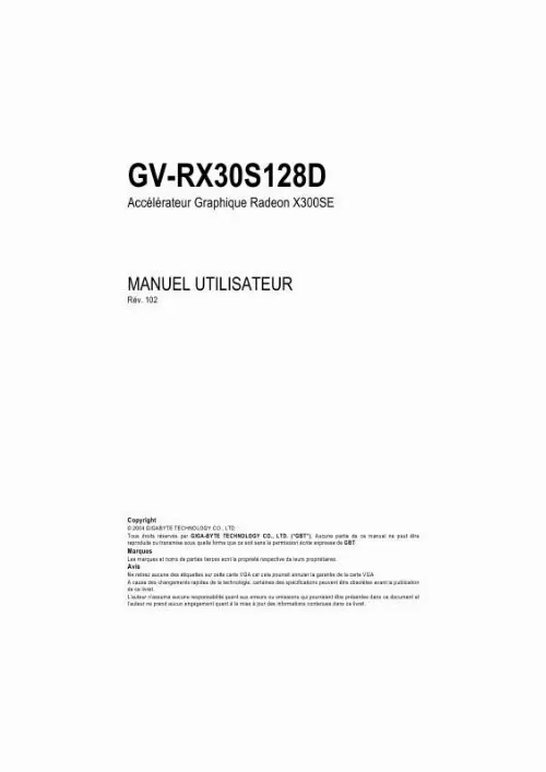 Mode d'emploi GIGABYTE GV-RX30S128D