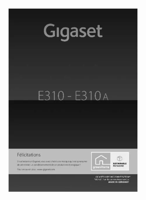 Mode d'emploi GIGASET E310A COMFORT